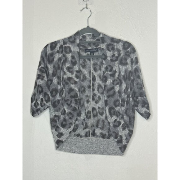 Banana Republic Wool Cashmere Blend Italian Wool Gray Leopard Bolero Shrug Med - Picture 1 of 7